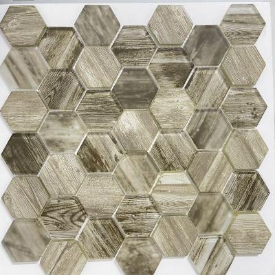 China Parquet Bathroom Slabs Walls And Floors Hexagonal Slabs Marble Glass Mosaic Pieces for sale