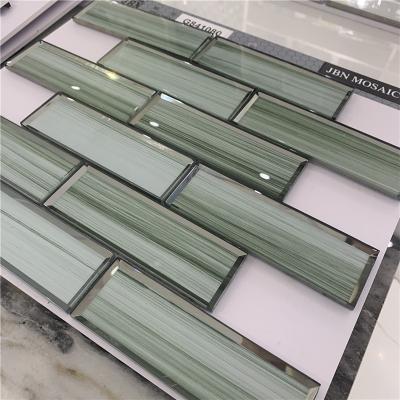 China White Glass Products Subway White Glass Products Parquet Mosaic Waterjet Interior Wall Pearly Wood Slab New for sale