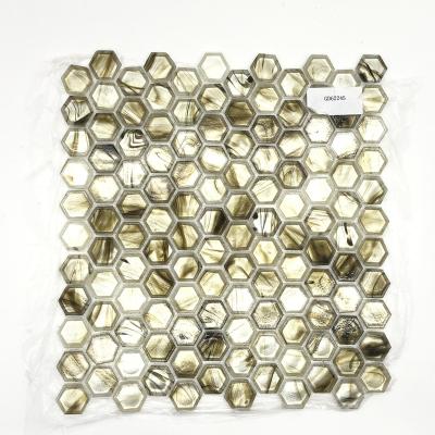 China Latest Bathroom Inspiration Diamond Glass Mosaic Flooring Beautiful for sale