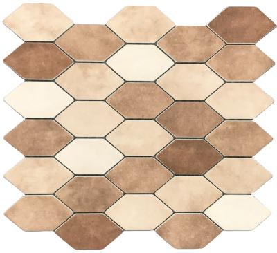 China Foshan Factory Supply New Hexagon Material Flat Surface Recycle Slab Mosaics Bathroom Wall Glass Tiles V655047 for sale