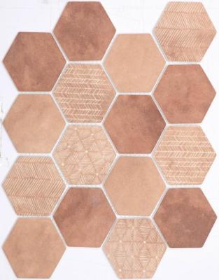 China Modern Decorative Smooth Matte Surface Hexagon Pattern Wall Painting Interior Wall Tiles Reuse Glass Mosaic for sale