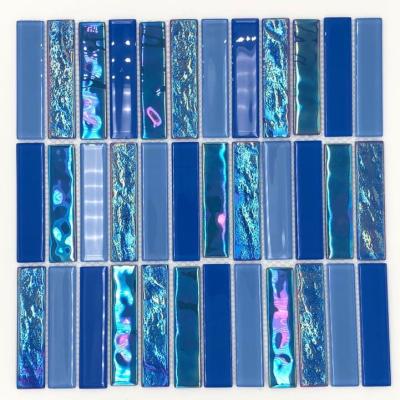 China Newest fantasy color crystal design rippling square shape swimming pool parquet and bathroom wall glass mosaic for sale