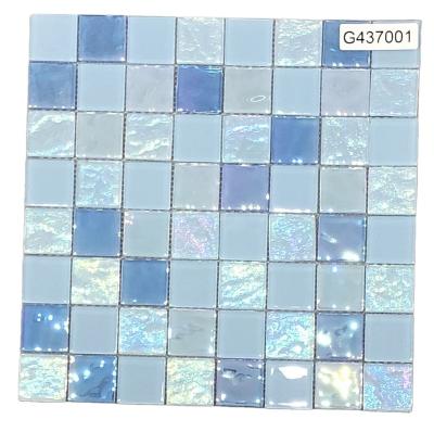 China Newest fantasy color crystal design rippling square shape swimming pool parquet and bathroom wall glass mosaic for sale