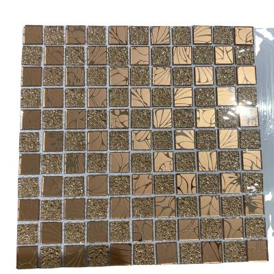 China Wholesale Modern High Quality Mirror Wall Square Gold Mirror Mosaic Backsplash Parquet Wall Painting Glass Mosaic Slabs for sale