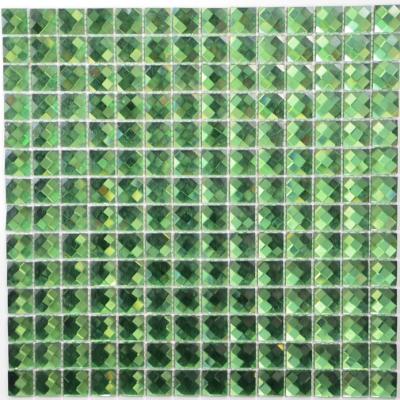 China Wall Luxury Decoration Glare Foshan Green 20x20mm Diamond 3d Diamond Mosaic Slab Glossy Azure Blue Glass for sale