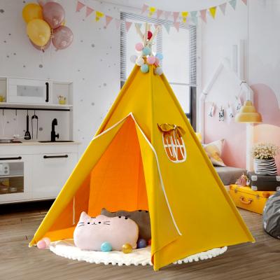 China Children Kids Play Indoor Outdoor Kids Play Tent House Cotton Canvas Children's Teepee Indian Teepee Tent for sale