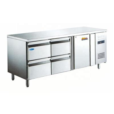 China Commercial Single-temperature AuchMc AM-U140AF stainless steel worktable 4 door drawer refrigerator with 400L capacity for sale