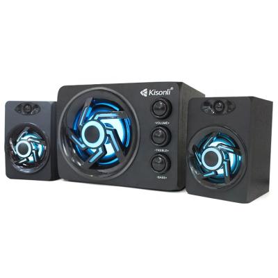 China None ac 2.1 led light cool type multi function cog speaker kisonli blue speaker for sale