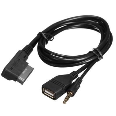 China Multimedia 3.5mm 2 in 1 AUX audio interface. USB Cable Music MDI AMI MMI USB+Charger For Audi A6L A8L Q7 A3 A4L A5 A1 S5 Q5 for sale