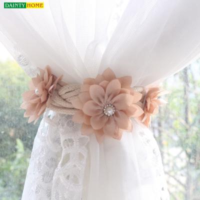 China Durable and popular home furniture curtain holdback tassel tieback pearl flower design decorative curtain tieback for sale