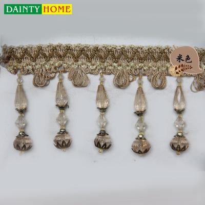 China Curtain Mixed Colors Fringe Beads Weave With Fringe Beaded Valance for sale