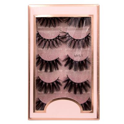 China Wholesale Natural Long Strip Lashes 25mm Mink Lashes 5 Pairs Pink Thick Eyelash Lash Burn Book Packaging for sale