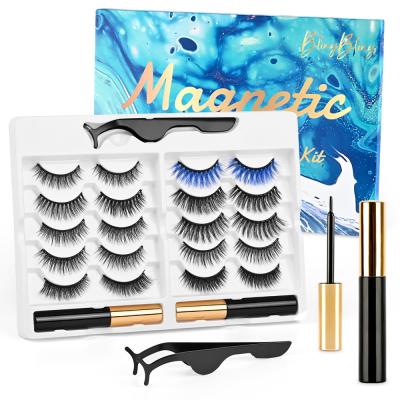 China Custom Natural Wholesale Black Long Black Magnetic Eye Lashes Magnetic Eyelashes Magnetic 10 Magnets for sale