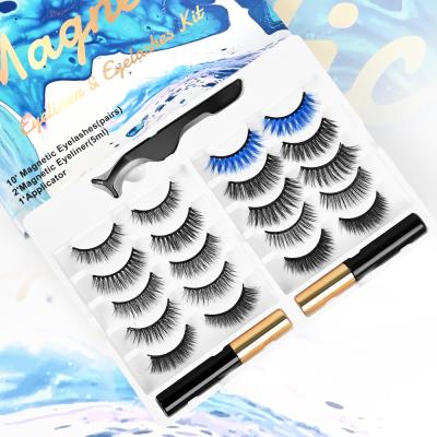 China Long Eyelash Packaging Box 3D Natural Effect Mink Magnetic Mink Lashes With Eyeliner for sale