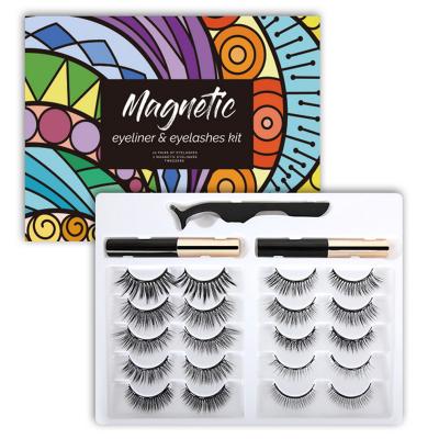 China Long natural magnetic eyeliner and magnetic eyelashes wholesale magnetic 3d lashes for sale