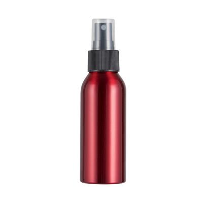 China Red Personal Care 100ml Sprayer Pump Dispenser Bottle Water Mist Spray Bottle Cosmetics Liquid Aluminum Metal Bottle for sale