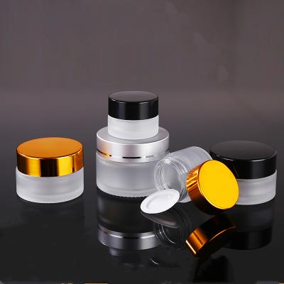 China 5g 10g 15g 20g 30g 50g 100g Recyclable Clear Jar Sample Cosmetics Frosted Glass Facial Mask Cream Jars for sale