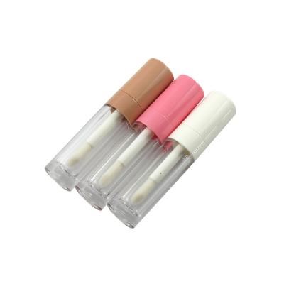 China Empty Eyelash 6.5ml Round Shaped White / Pink / Brown Lip Gloss Bottle Cosmetic Packaging Plastic Tube for sale