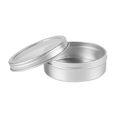 China 20g 40g 100g Recyclable Empty Silver Cosmetics Cream Container Window Cap Metal Pot Balm Bottle Aluminum Tin Pot Can Gift For Tea for sale