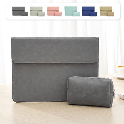 China Lightweight LEATHER Microfleece Frosted Leather Envelope Folded Laptop Sleeve 13inch With Power Accessory Bag for sale