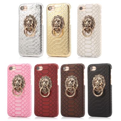 China Leather Phone Case China Manufacturer Designer Casing Phone Case For Snakeskin Pattern Lion Ring Key Holder for sale