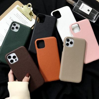 China Custom Leather Phone Case Color Design Pebble Grain Cell Phone Leather Case For 11pro for sale