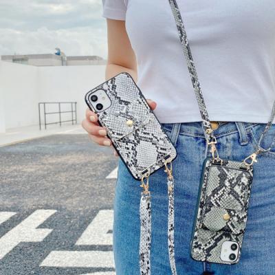 China Leather Phone Case for iphoneXS 13 Max Pro Cell Phone Case Crocodile Pattern Max Card Change Holder for Diagonal Lanyard Cover Device for sale