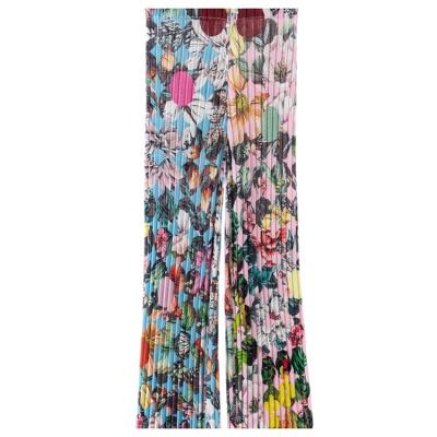 China Korean Floral Print Straight Wide Leg Women's Low Price Guarantee Quality Fashion Breathable Pants And Trousers for sale