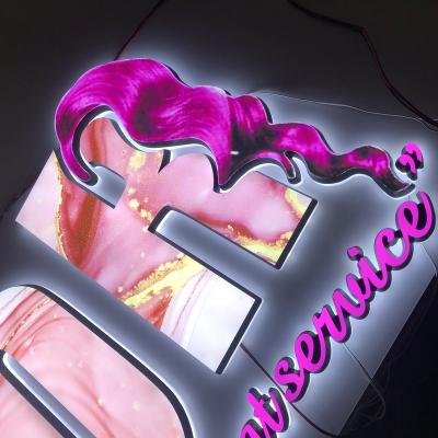 China Buildings Drop Shipping Customized 3d Backlit Led Light Letter Advertising Sign For Hair Salon for sale