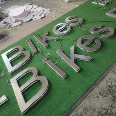 China High Quality Outdoor Buildings 3D Led Lighted Box Letters Bike Shop Name Signs Acrylic 3D Shop Sign for sale