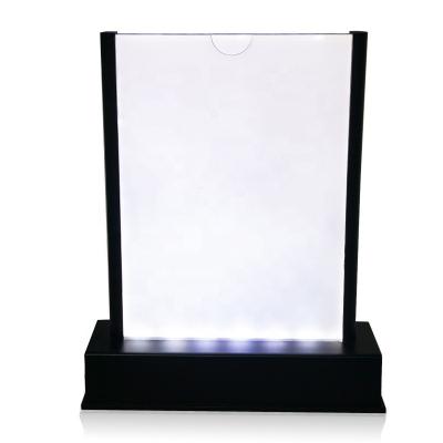 China Wholesale cheap static color or color changing plastic light up restaurant led menu holder table plastic menu stand for sale