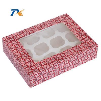 China Wholesale Custom 12 Recyclable Mini Cup Cake Box Muffin Cupcake Package Cardboard Cake Boxes With Window for sale