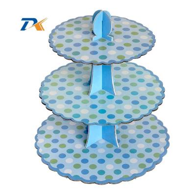 China New Party Decoration Free Custom Design High Quality Promotion 3 Tiers Recyclable Paper Cake Stand for sale