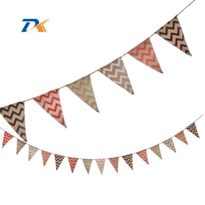 China 3 Meter Eco-Friendly 15 Bunting Burlap Flags Hessian Lace Party Rustic Garland Wedding Pennant Decoration for sale