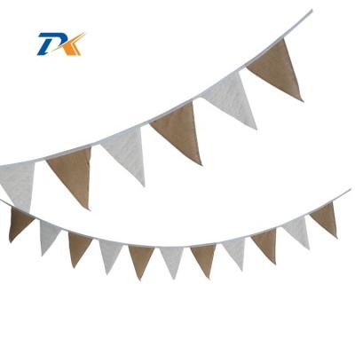 China Decorative White Banner Wedding Eco-friendly Garland For Party Accessory Birthday Lace Cotton Fabric Bunting Pennant Flag for sale