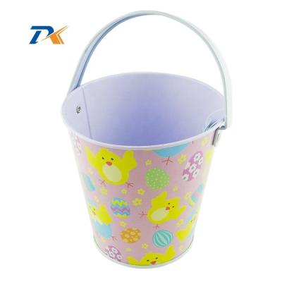 China Tin Cute Bunny Pattern Metal Easter Tin Bucket for sale