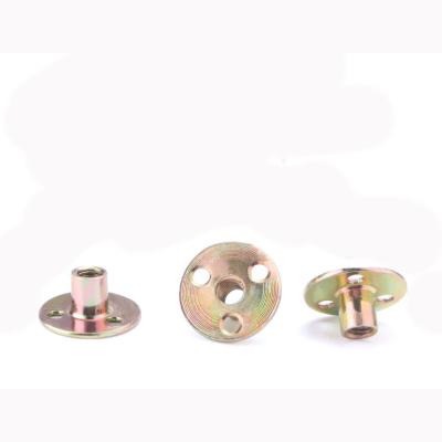 China Colour Zinc Three Hole Round Nut Lock Tee Nut M6 M8 M10 Three Hole Round Base Lock Nut for sale