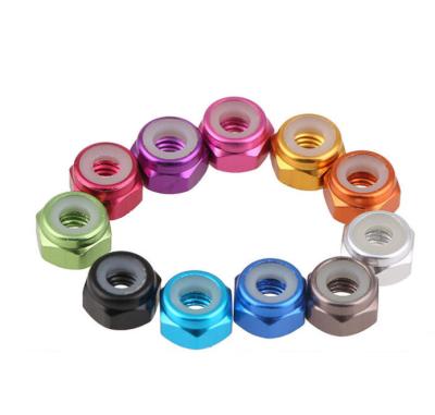 China M2-M5 Aluminum Alloy Lock Loose Lock Nut Locking Self Locking Nylon Ring Color Nut for sale