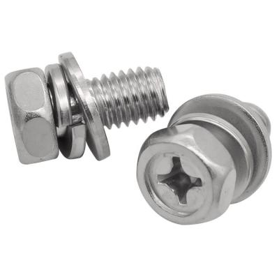 China Right Hand Thread Cross Recessed Hexagon Bolt With Indentation And Washer Assemblies for sale