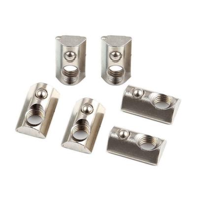 Cina T-slot Nut Self-Aligning Slide-in T-Nut con sfera in acciaio inossidabile compatibile con T-slot M8 Nut con sfera carica a molla in vendita