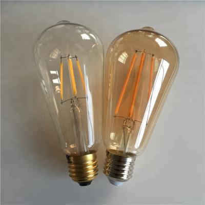 China Residential Vintage ST64 LED Filament Light Bulb Residential Edison Decoration Restaurant Lamp Straight and COB Spiral Filament 4W 6W 8W for sale