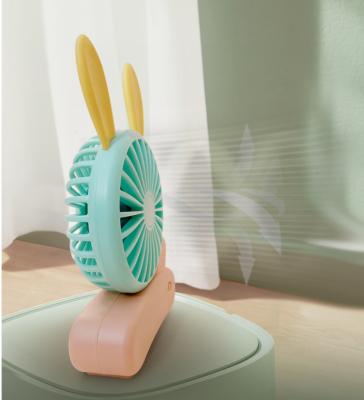 China Household Hot Sale Cute Rabbit Ears Holding USB Rechargeable Handheld Flexible Portable Mini Fan for Office Home for sale