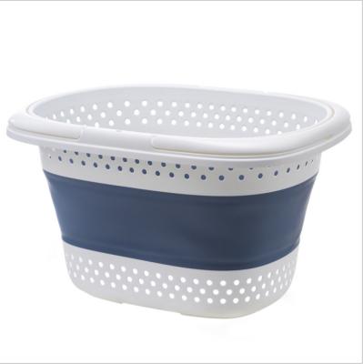 China Minimalist Hollowed Out Plastic Collapsible Storage Container Collapsible Laundry Basket for sale