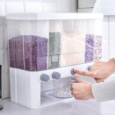 China Viable Airtight Dispenser Plastic Dry Storage Boxes Rice Cereal Food Table Food Storage And Container Set for sale