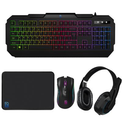 China For Latest LED Gaming Multimedia Computer Gamer Wired Earphone Set RGB Gaming Keyboard and Mouse Combo Gamer Kit for sale