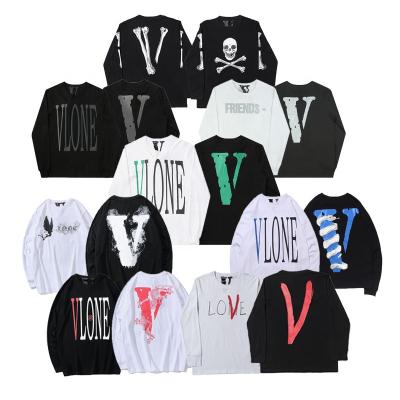 China New long sleeve hip hop QUICK DRY big V loose sweater Vlones men and women couple sweatshirts round neck loose sweater for sale