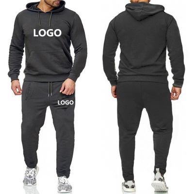 China Breathable High Quality Premium Quality Custom Made Man Cotton Polyester Gym Sports Jogger Hoodie Sets With Logo for sale