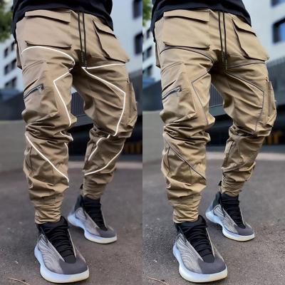 China Anti-Wrinkle Outdoor Street Casual Multi Pocket Hip Hop Jogger Cargo Hot Selling Reflective Pants For Men for sale