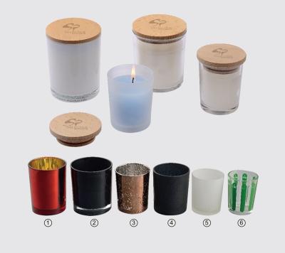 China Personal Care Round Candle Glass Jar And Wooden Cap Lids for sale