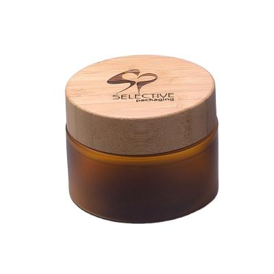 China 150ml 150g PET Cosmetic Plastic Jar With 68/400 Bamboo Wooden Cap for sale